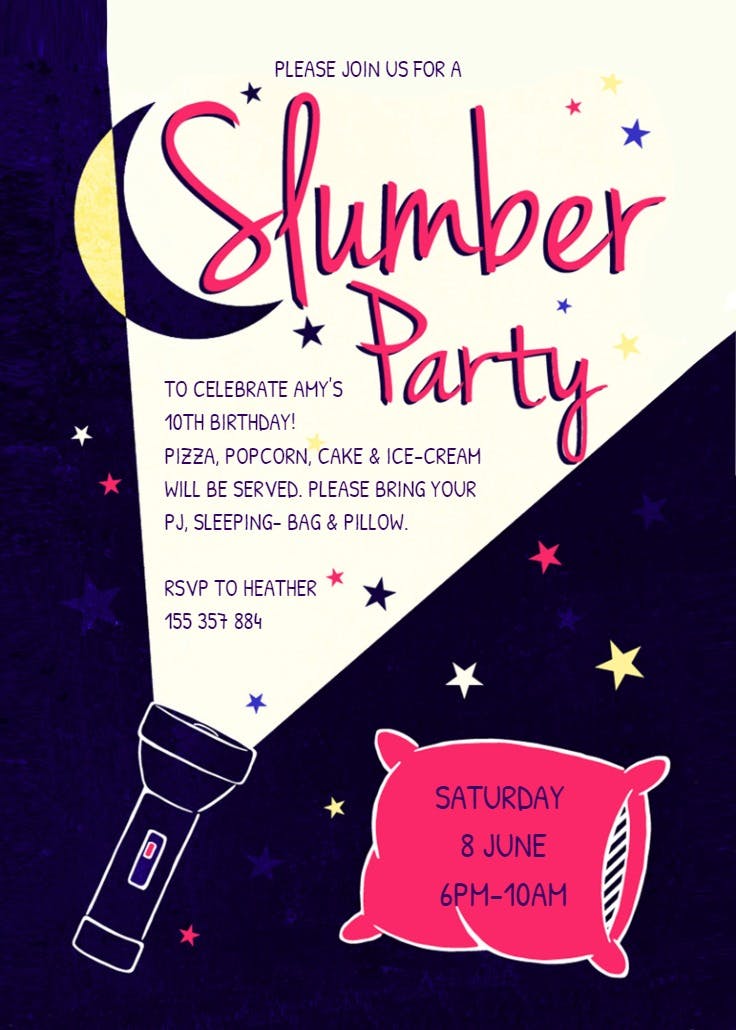 Slumber party invitations discount